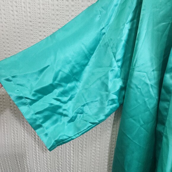Vintage Victoria’s Secret Gold Label Satin Teal Kimono Robe One Size - Picture 9 of 13